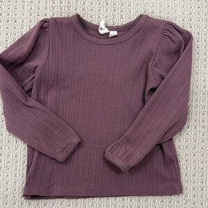 Girls' Long Sleeve Ribbed Top - Mauve